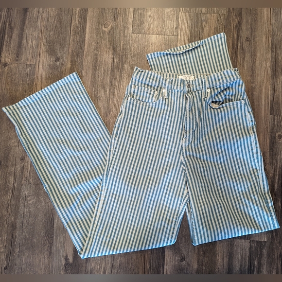Free People sz. 27 blue/white striped straight leg jeans - Picture 5 of 9